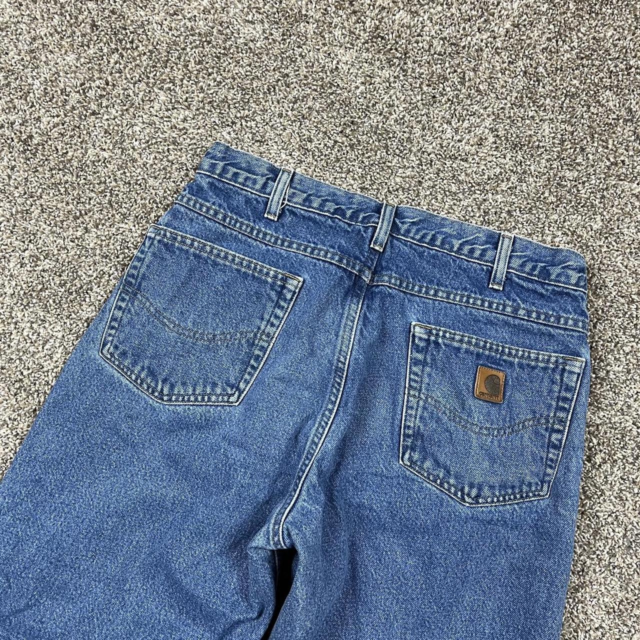 vintage carhartt flannel lined denim carpenter jeans... - Depop