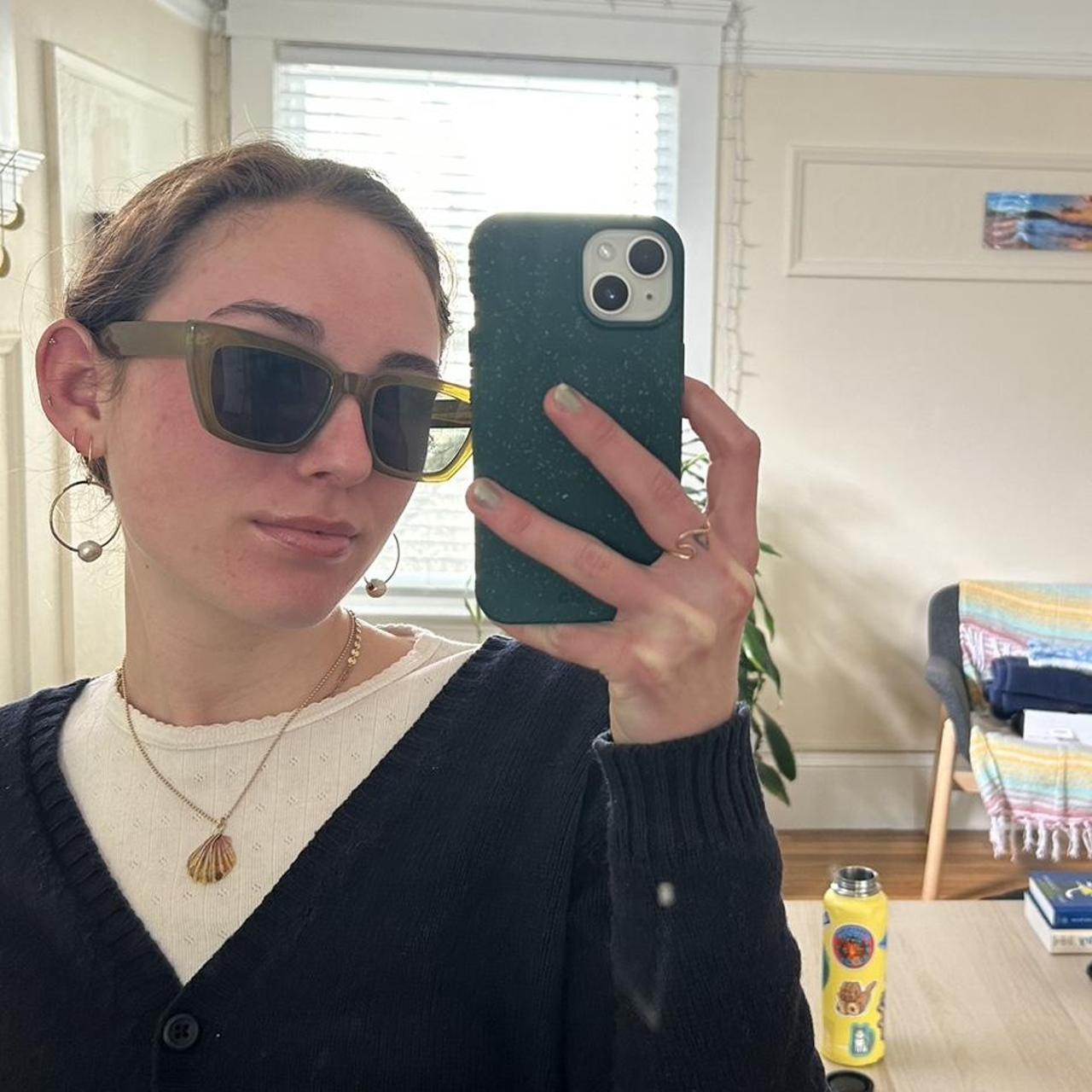 Urban Outfitters Women's Green Sunglasses Depop