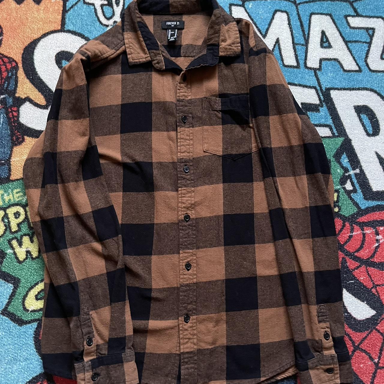Forever 21 Women's Shirt Brown/Multi One size – -brown plaid