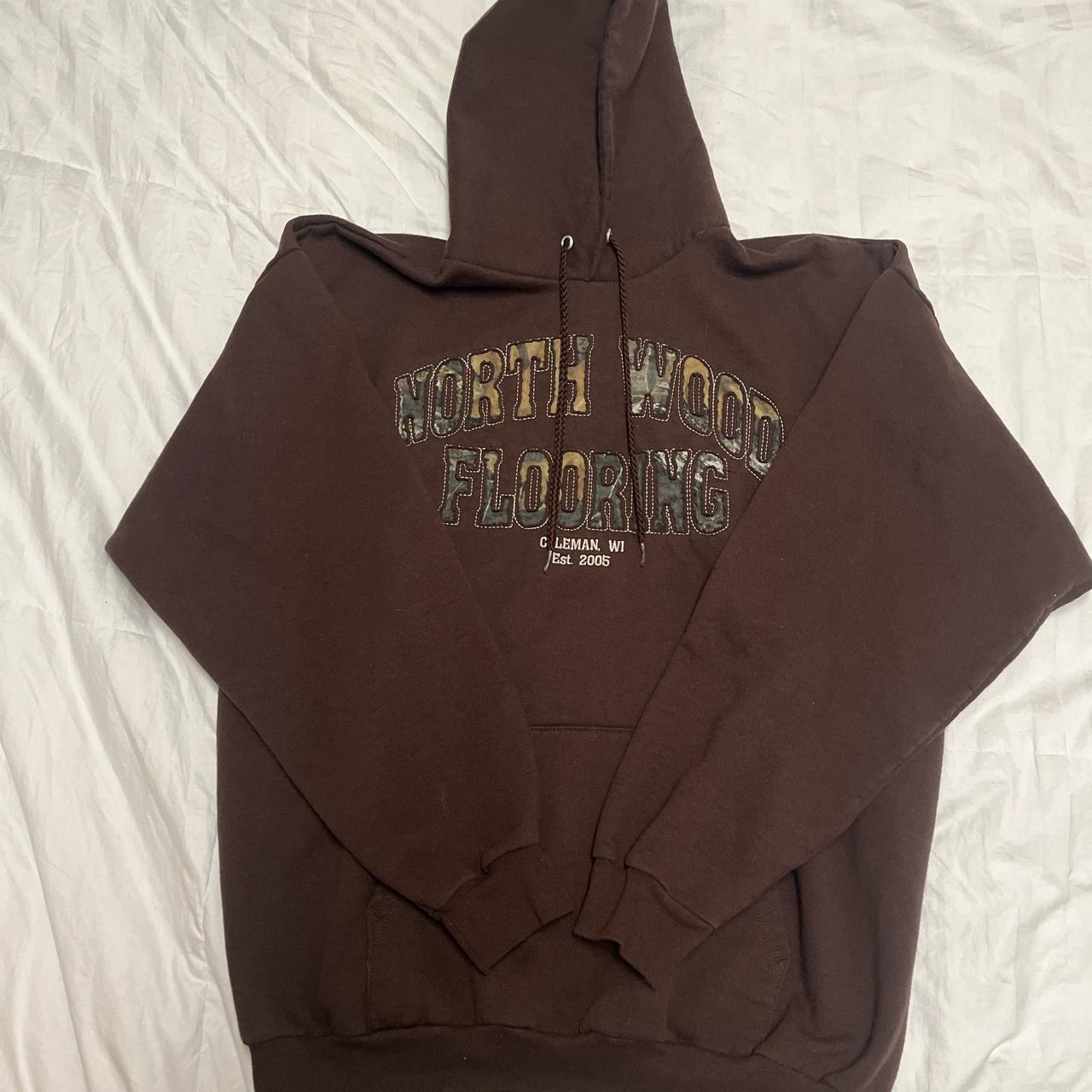 Brown Embroidered Center Design Hoodie. Soft and... - Depop