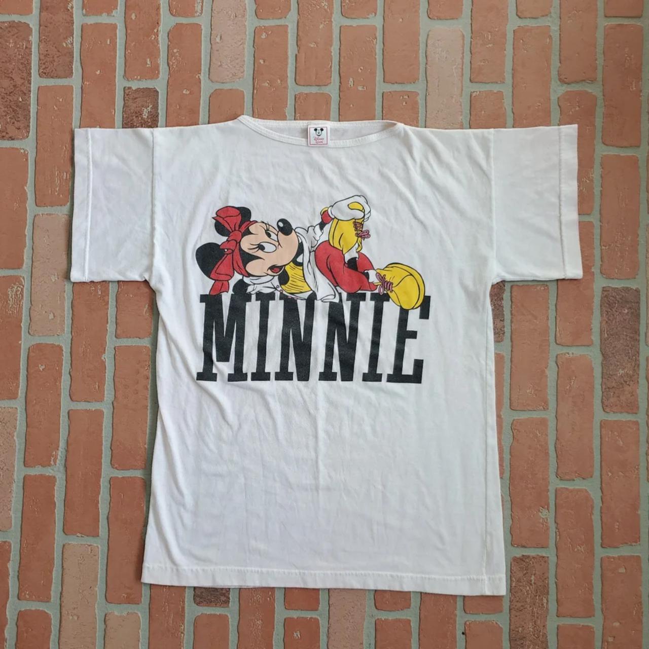 Vintage 90's Minnie Mouse Big Spell Out T-Shirt Size... - Depop