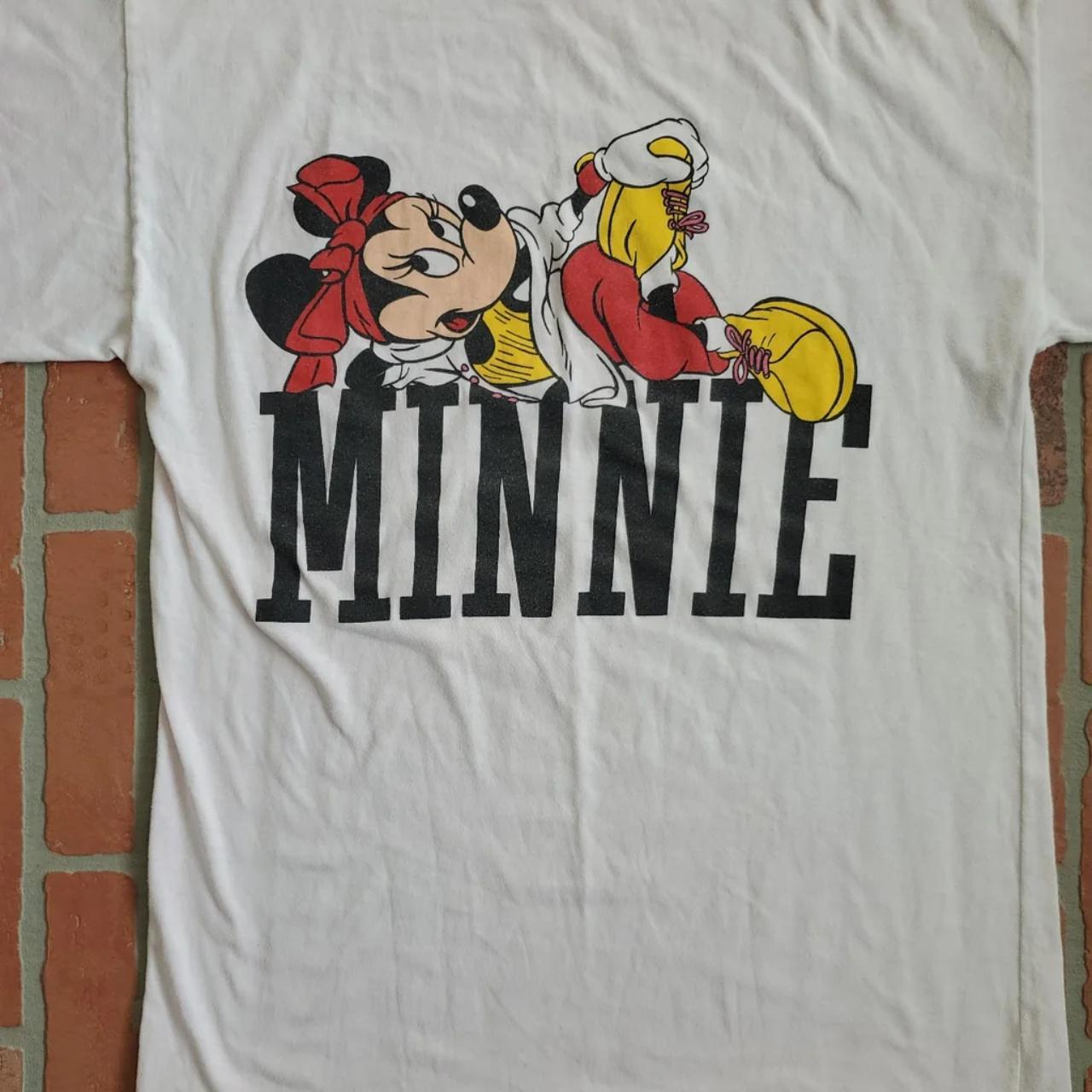 Vintage 90's Minnie Mouse Big Spell Out T-Shirt Size... - Depop