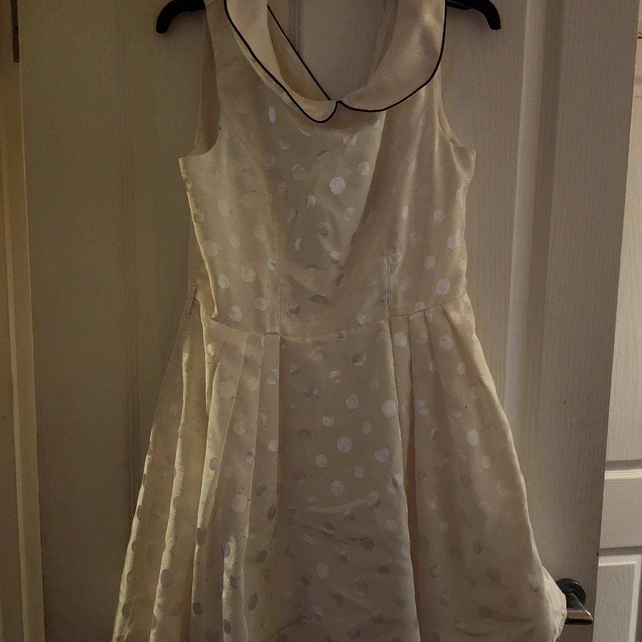 Miss Selfridges vintage party dress, white polka... - Depop