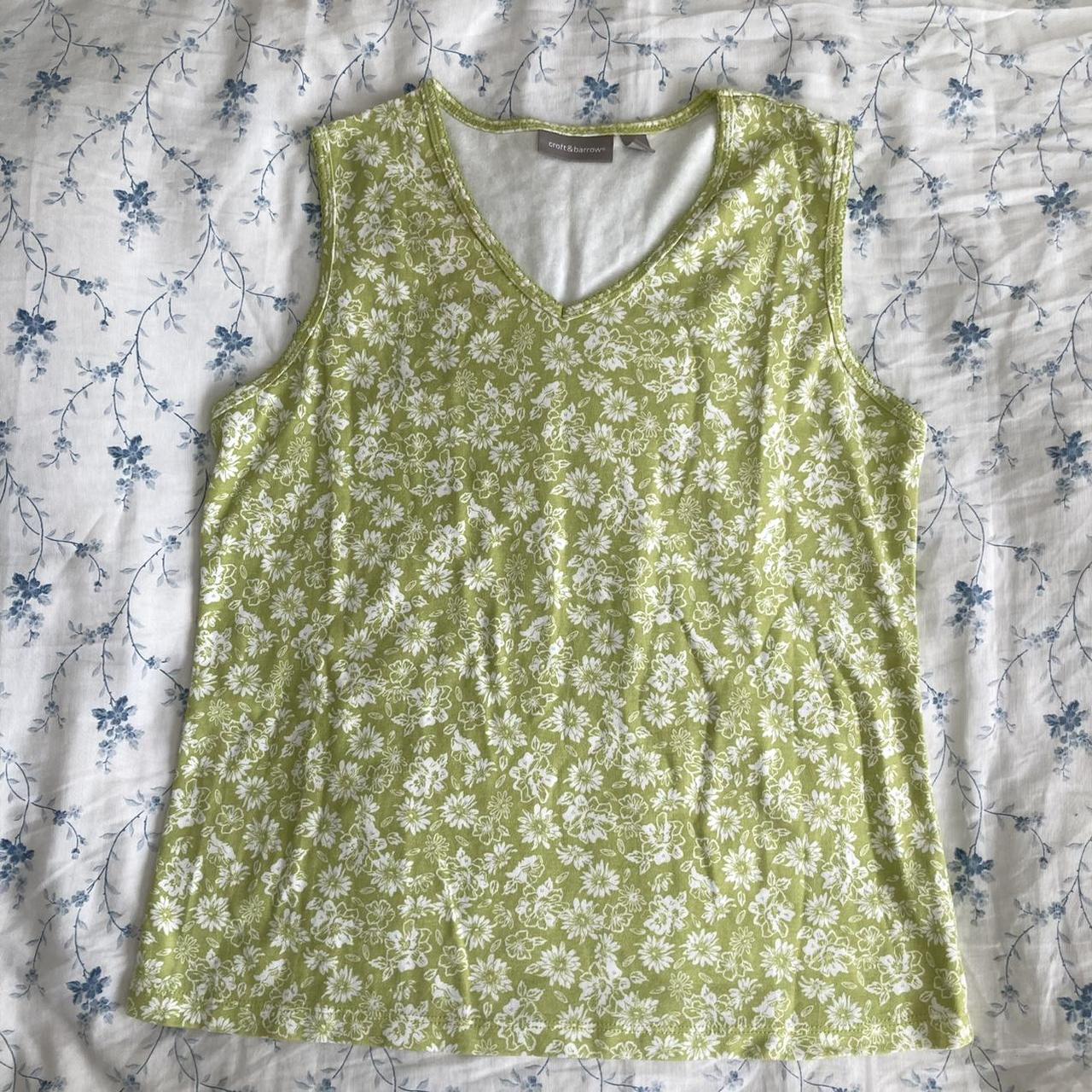 Croft & Barrow Women's Green and White Shirt | Depop