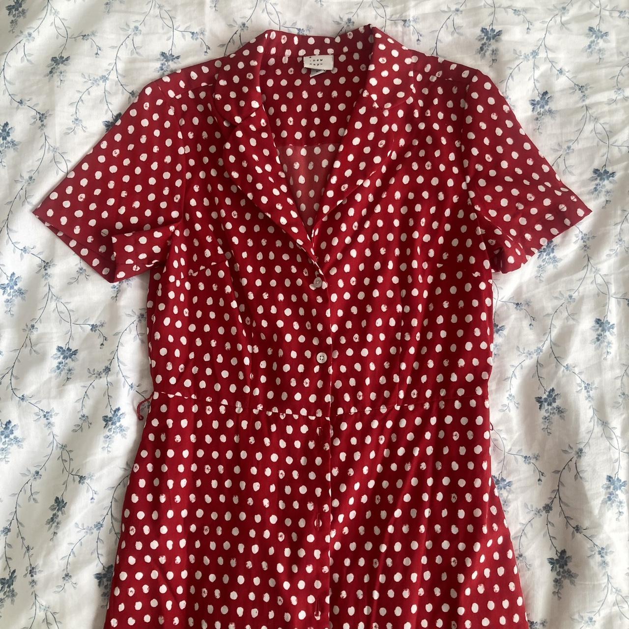 A New Day Women's Red and White Dress | Depop