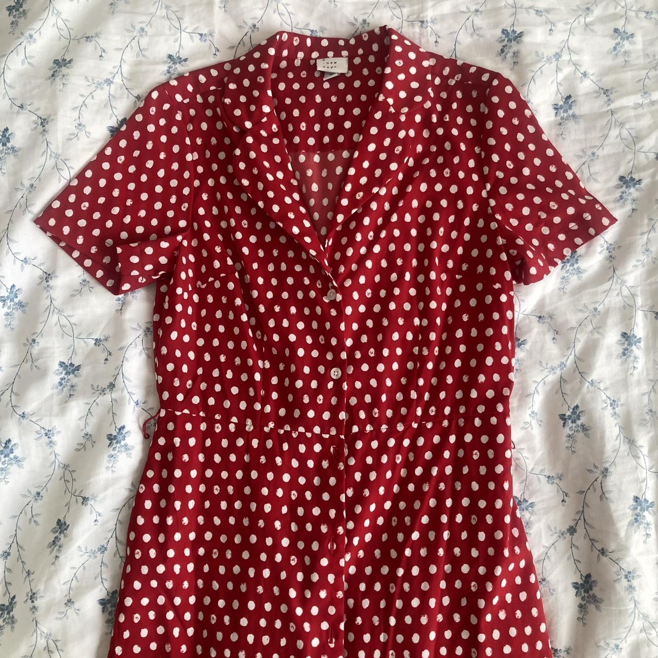 A New Day Women's Red and White Dress | Depop