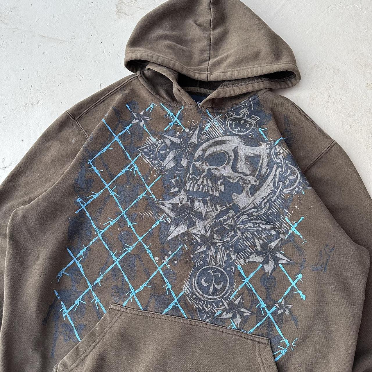 Y2K Grunge Hybrid Skull Hoodie Size M #grunge... - Depop