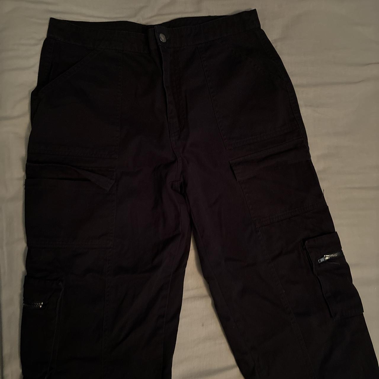 【in a row】Angel Pocket Cargo Pants Angel kiss black cargo pants 7/28 #streetwear | Depop