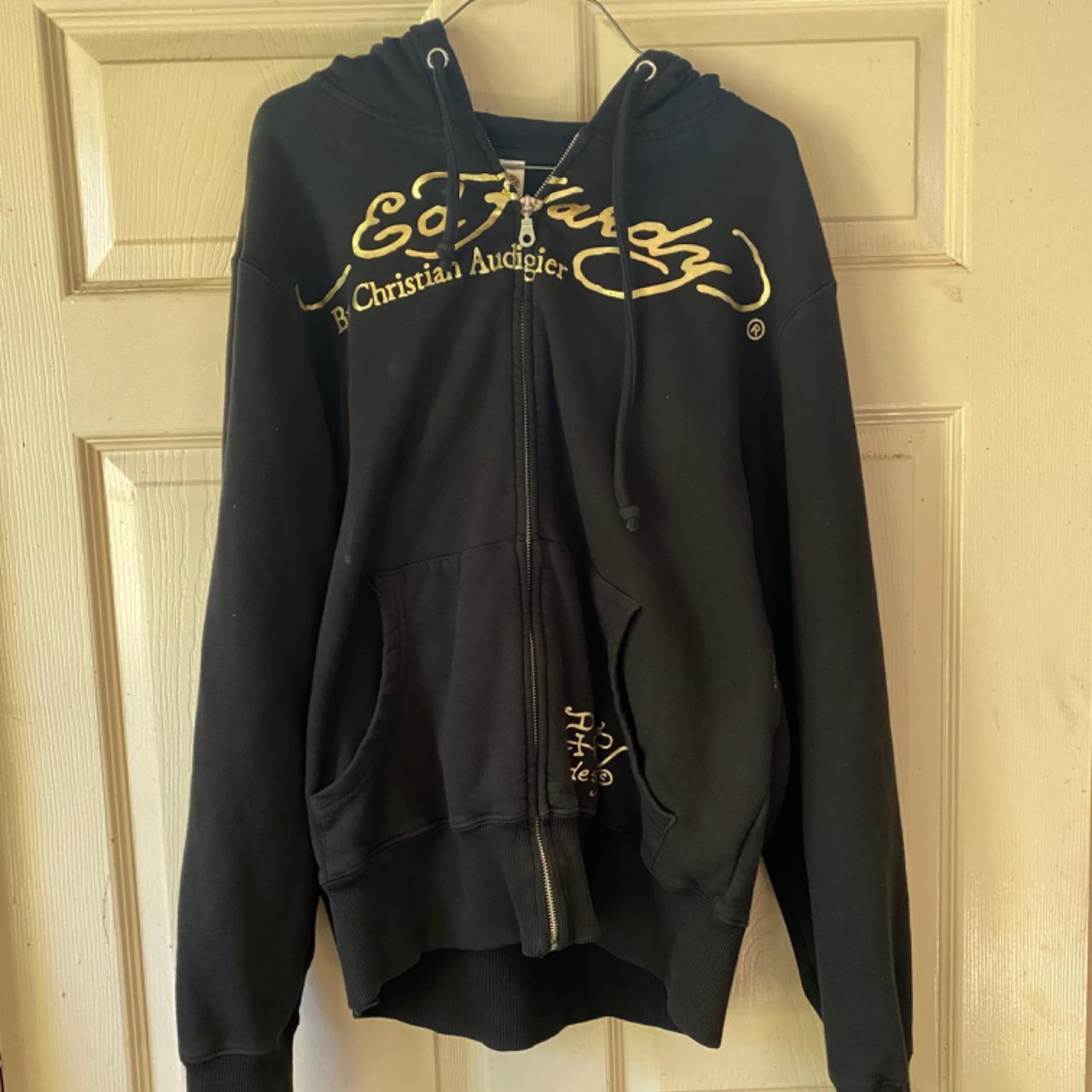 Ed Hardy Hoodie Black Color With Gold Ed Hardy Depop   P0 