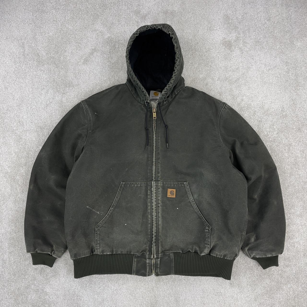 Carhartt active jacket Faded green thick canvas... - Depop