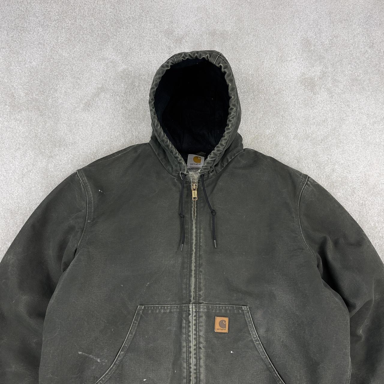 Carhartt active jacket Faded green thick canvas... - Depop