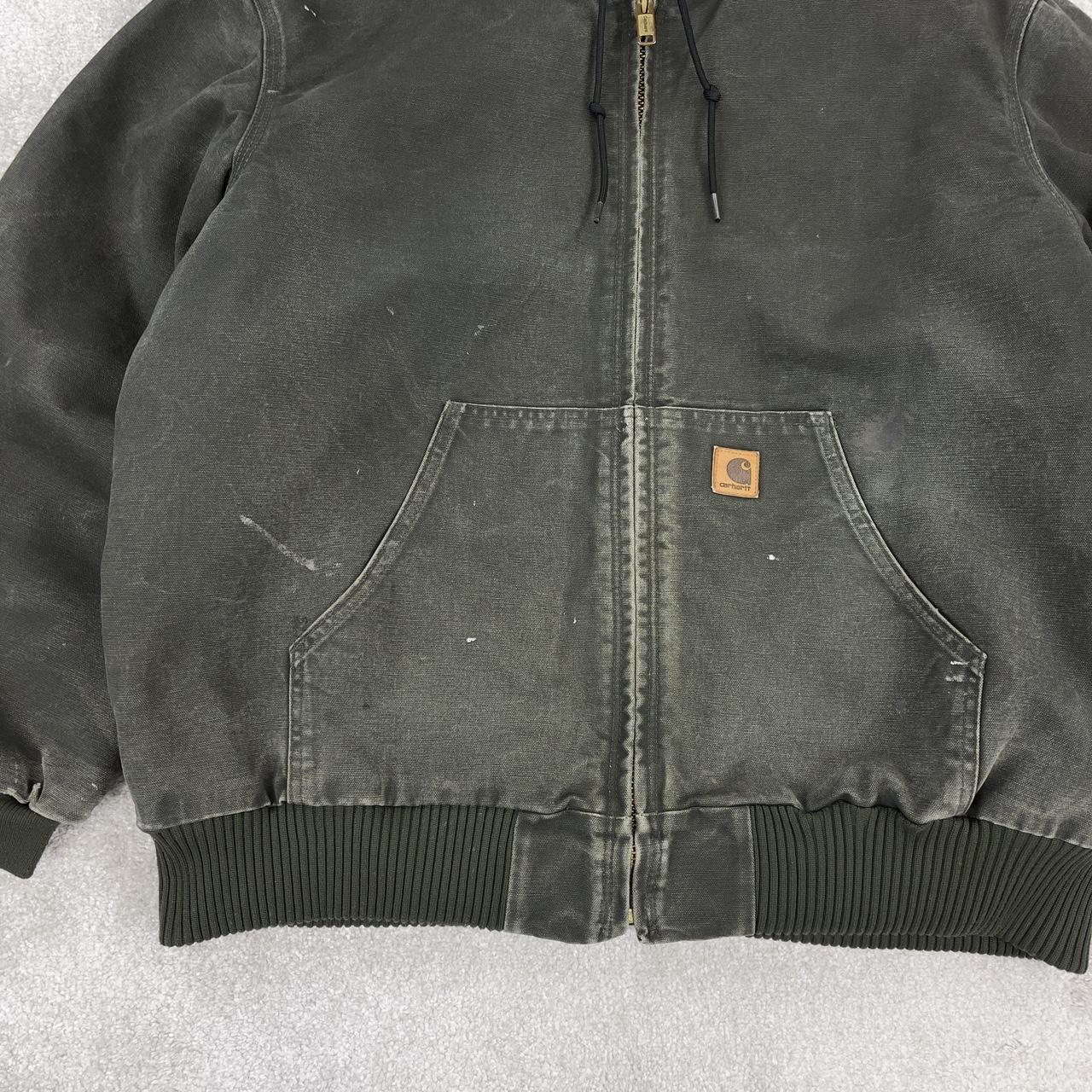 Carhartt active jacket Faded green thick canvas... Depop