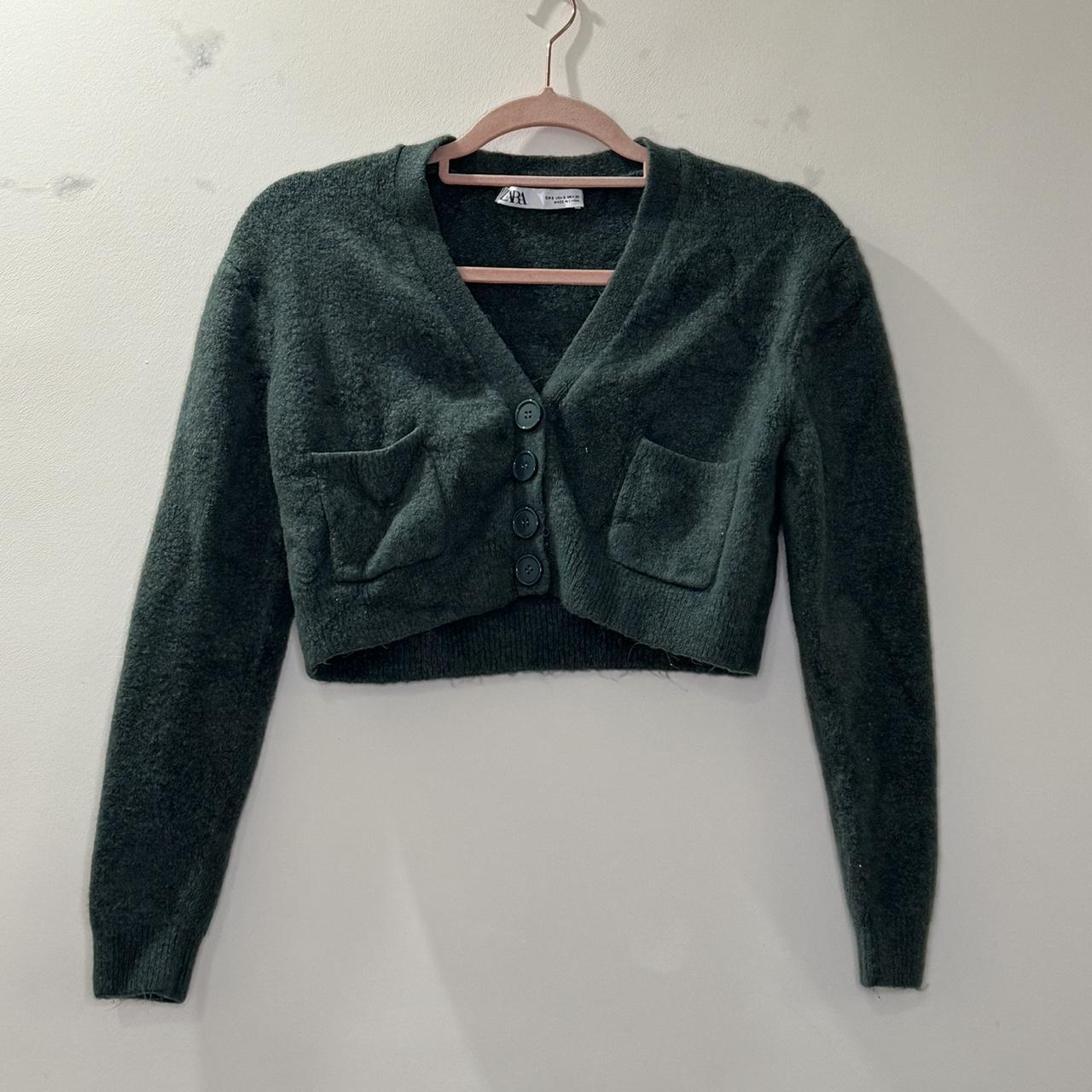 Zara green cropped cardigan, Size small, In a