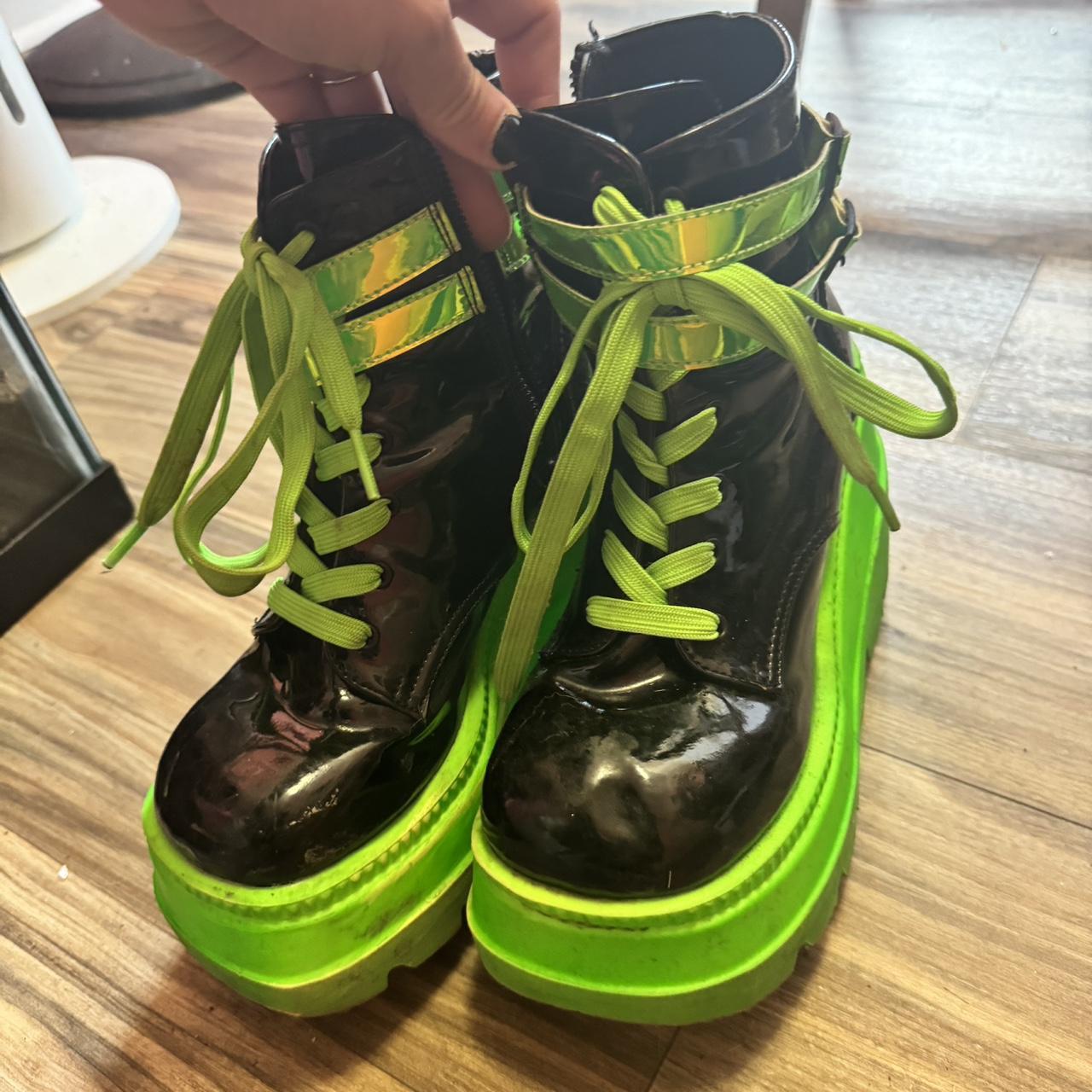 Rave Neon Green Platform Boots Neon Green And Black Platform Boots