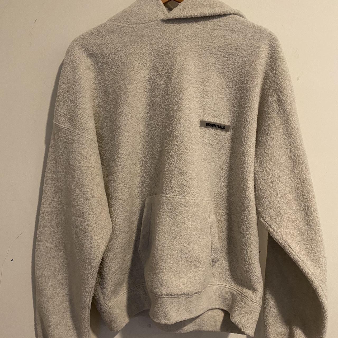 Essentials Men's White and Grey Hoodie Depop