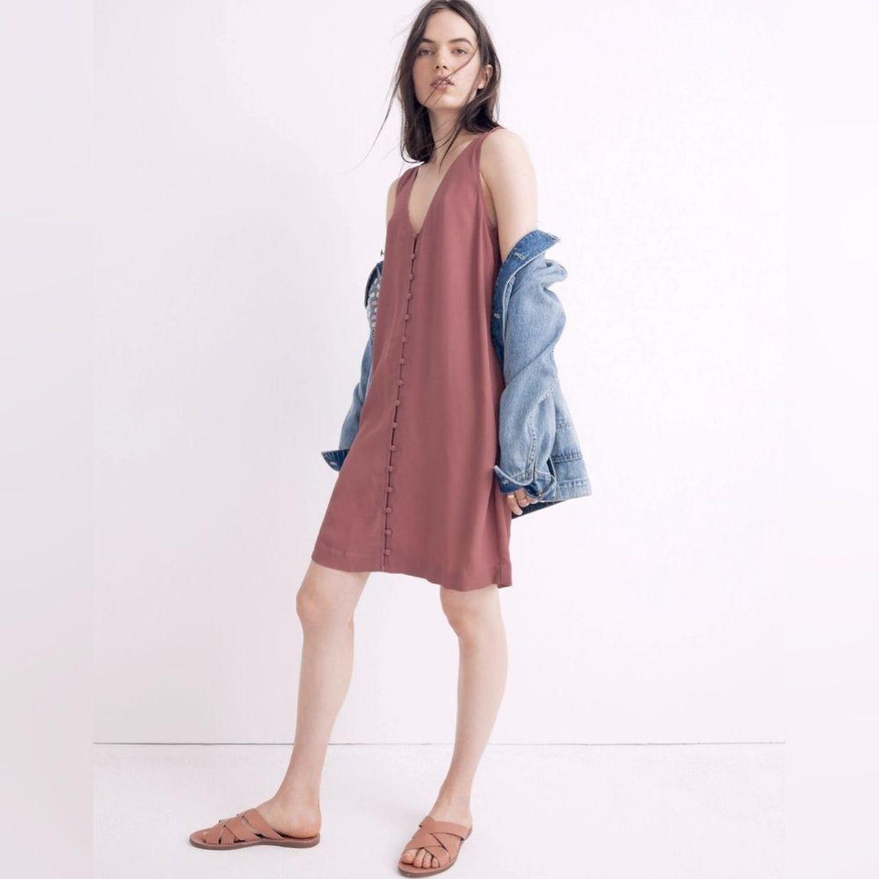 Madewell Heather Button Front Tank Dress in Dusty. Depop