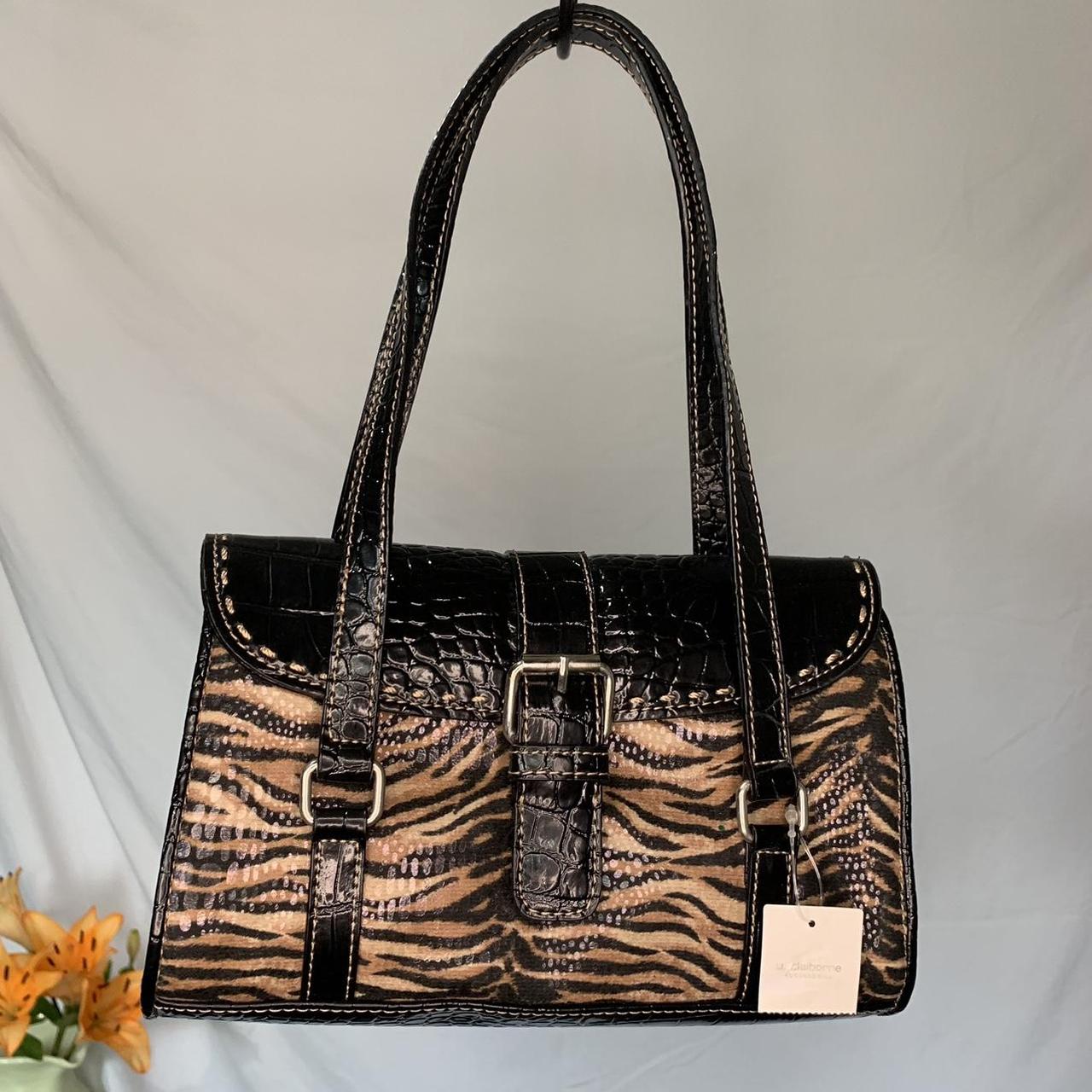 y2k tiger stripe purse! NWT black leather and tiger... - Depop