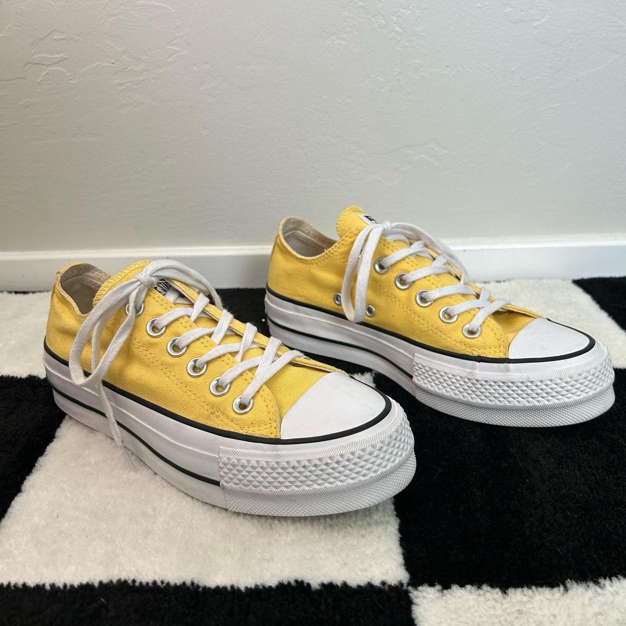 Yellow platform Converse. Almost new Size. Depop