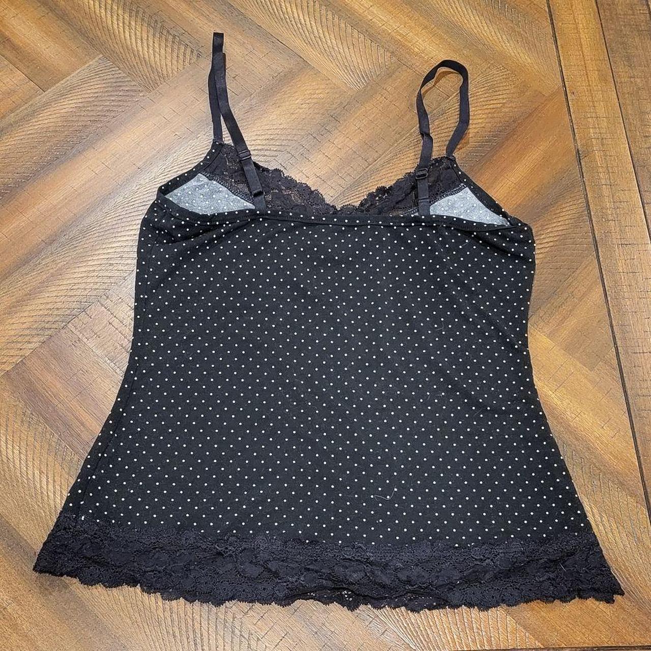 White House Black Market Black Lace Trim Polka Dot - Depop