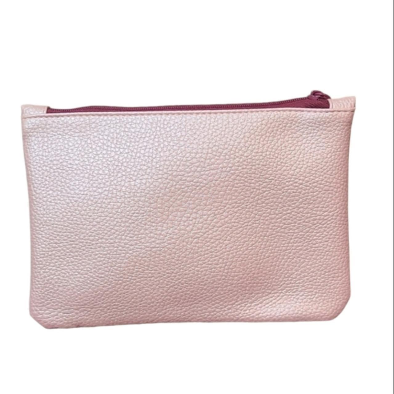 Ipsy metallic rose pink pebbled textured makeup bag... - Depop