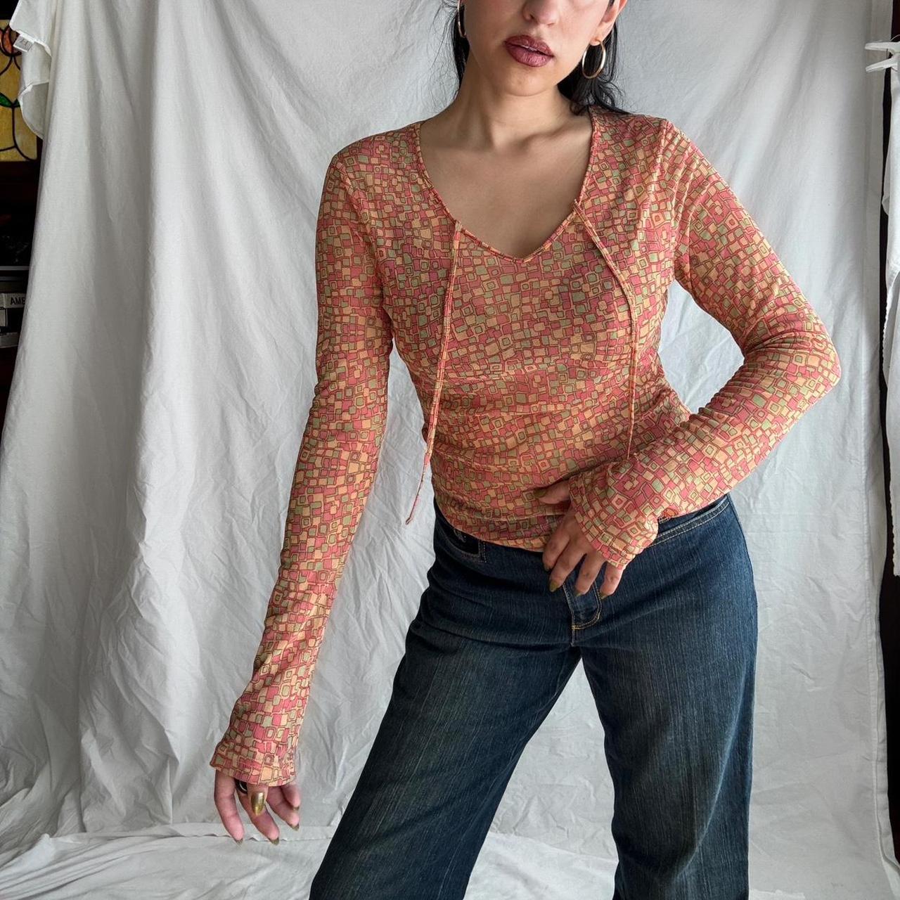 VINTAGE SHEER TOP // gorg semi sheer top with tie | Depop