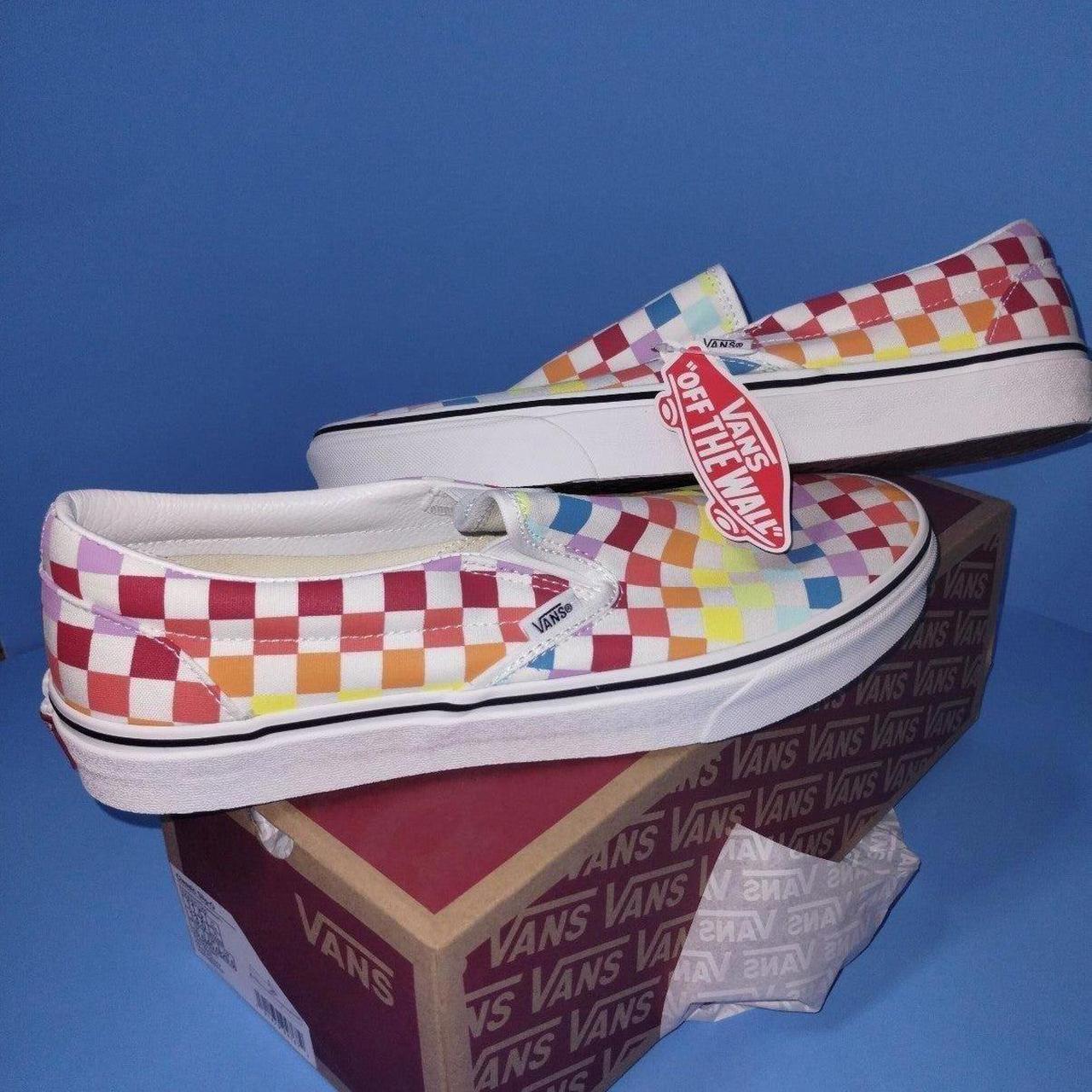 Rainbow checkerboard clearance vans mens