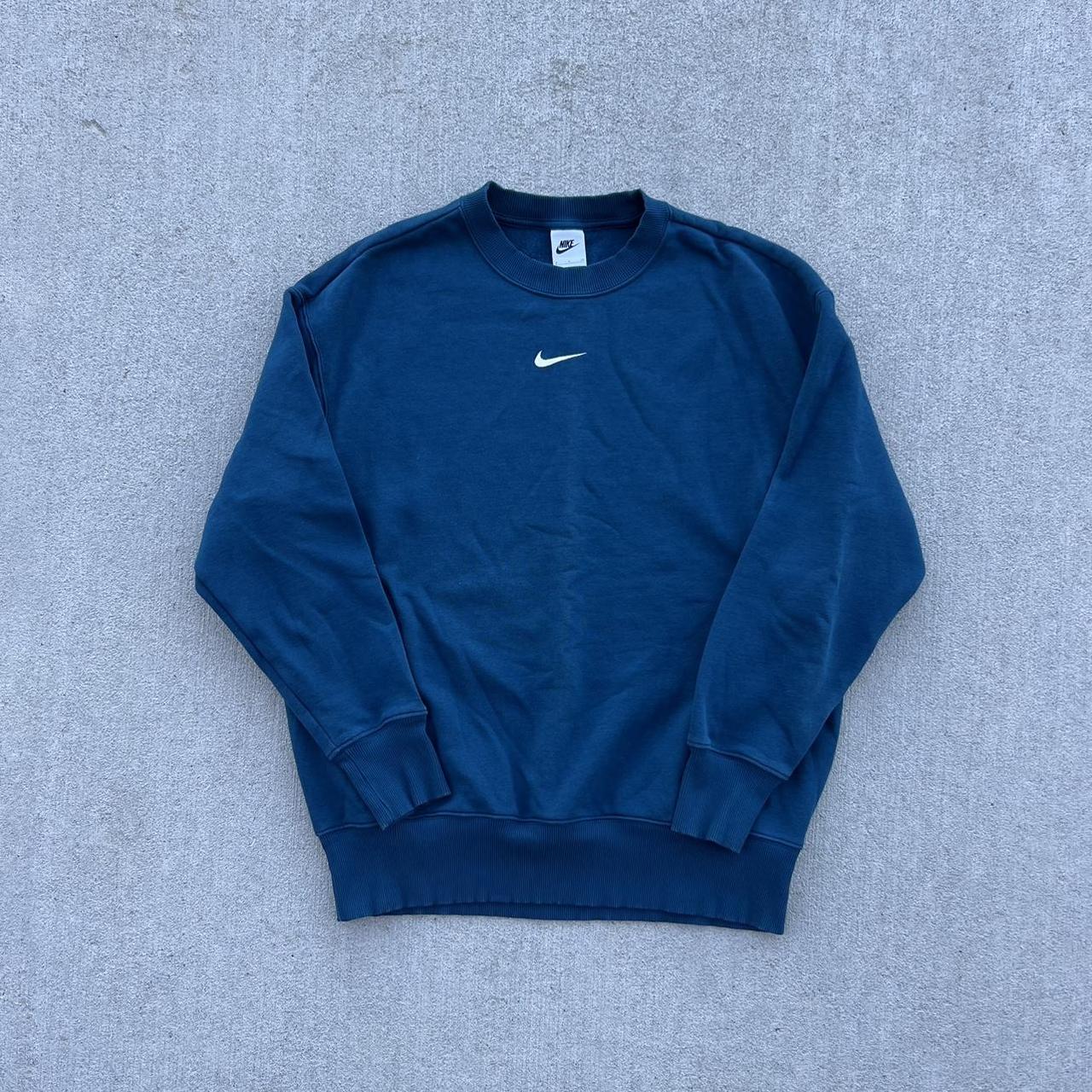 Blue Nike Center Swoosh Crewneck Sweatshirt Tagged... - Depop