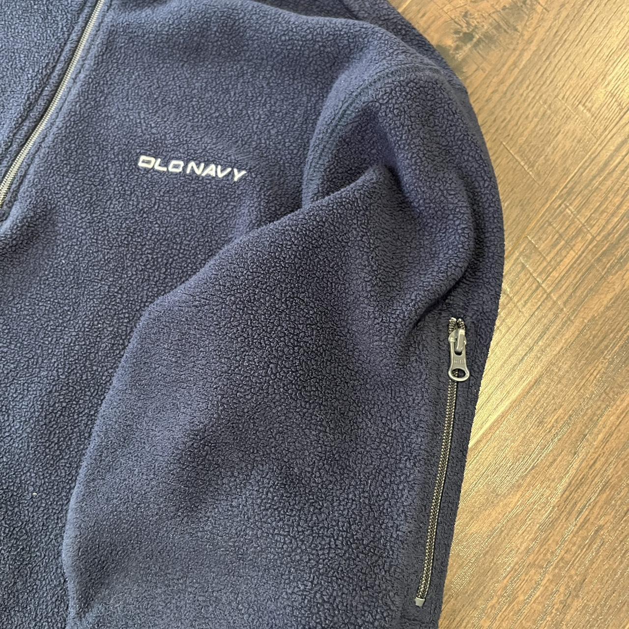 Navy blue fleece jacket perfect for your streetwear... - Depop
