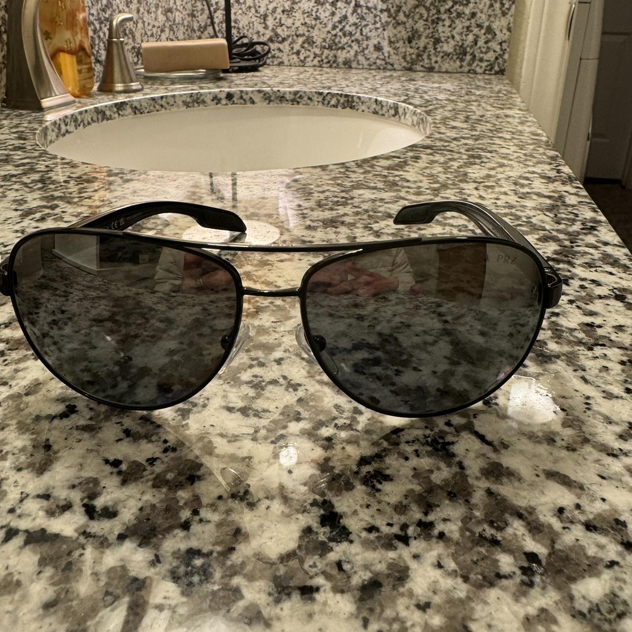 Prada Linea Rossa black aviator sunglasses Depop