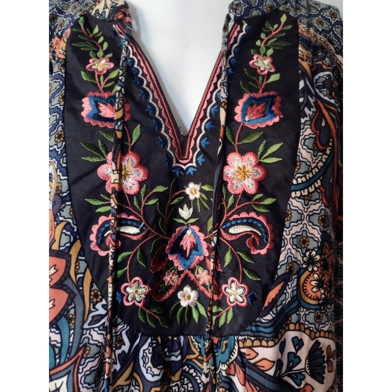 New Directions Floral Boho Shirt Womens Size Large... - Depop