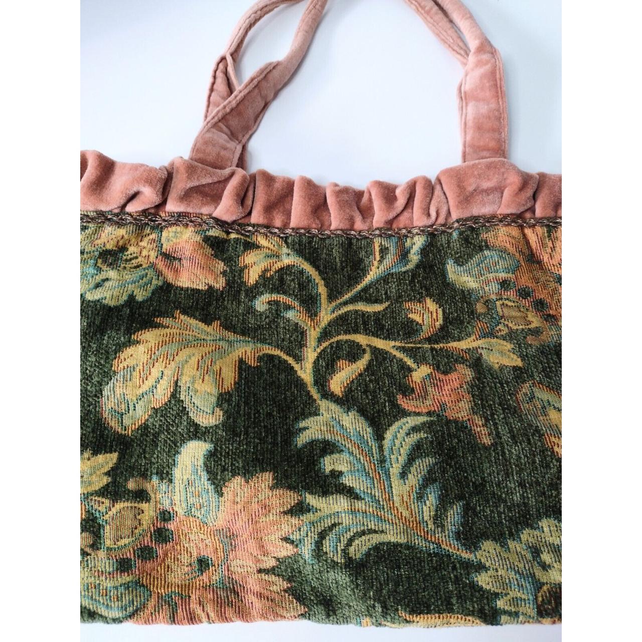 Vtg Barganza Tapestry Velour Purse Handbag Floral... - Depop 