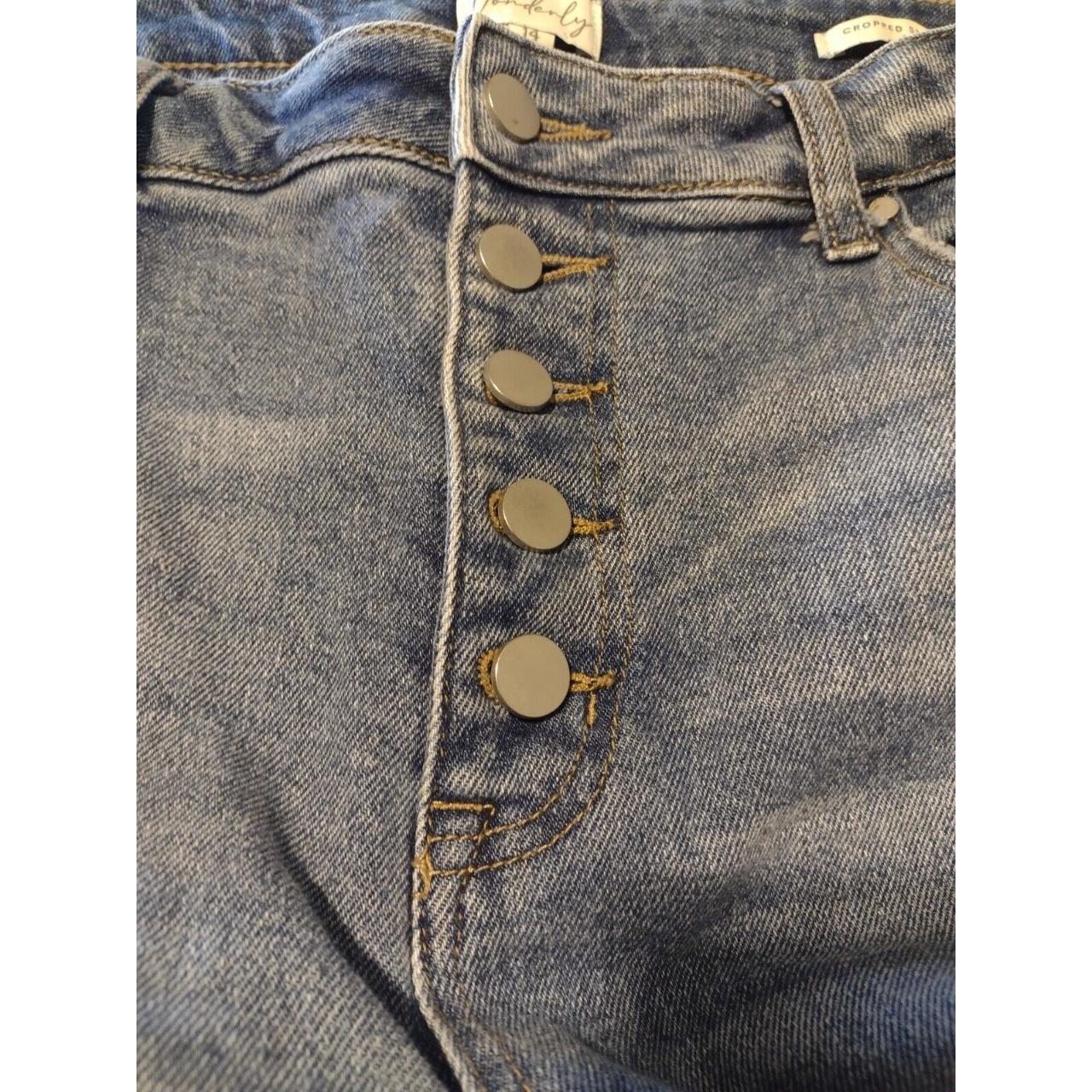 Wonderly Cropped Straight Leg Jeans Button Fly... - Depop