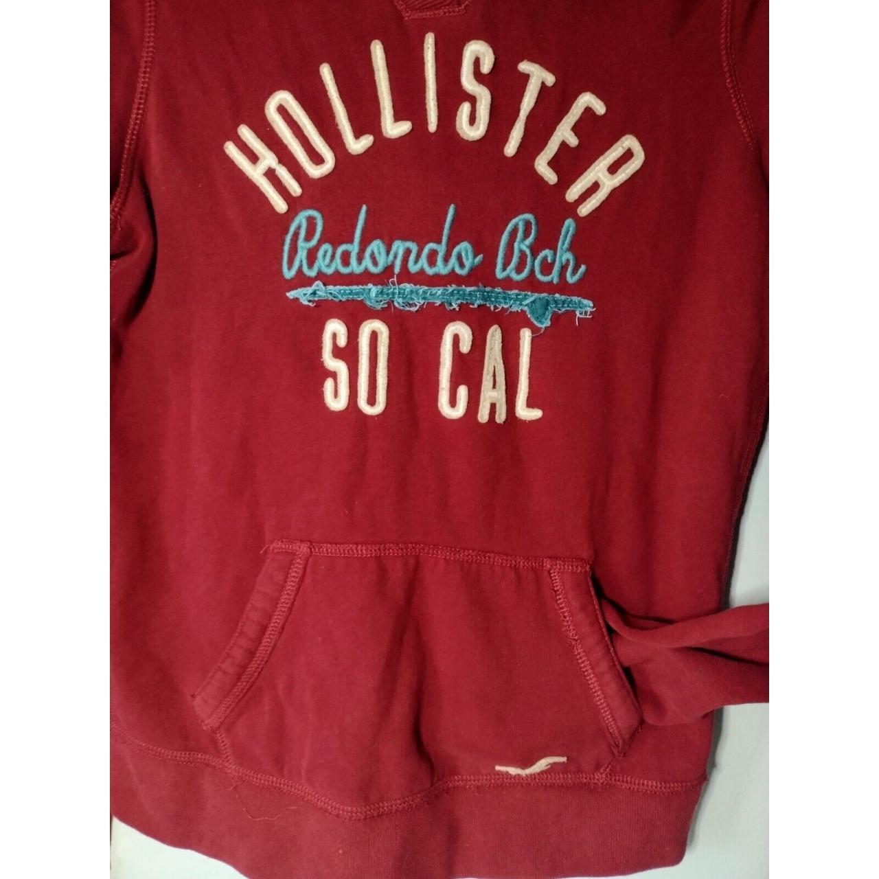 Hollister Womens Size M Hoodie Redondo Beach Red No String Kangaroo Pockets