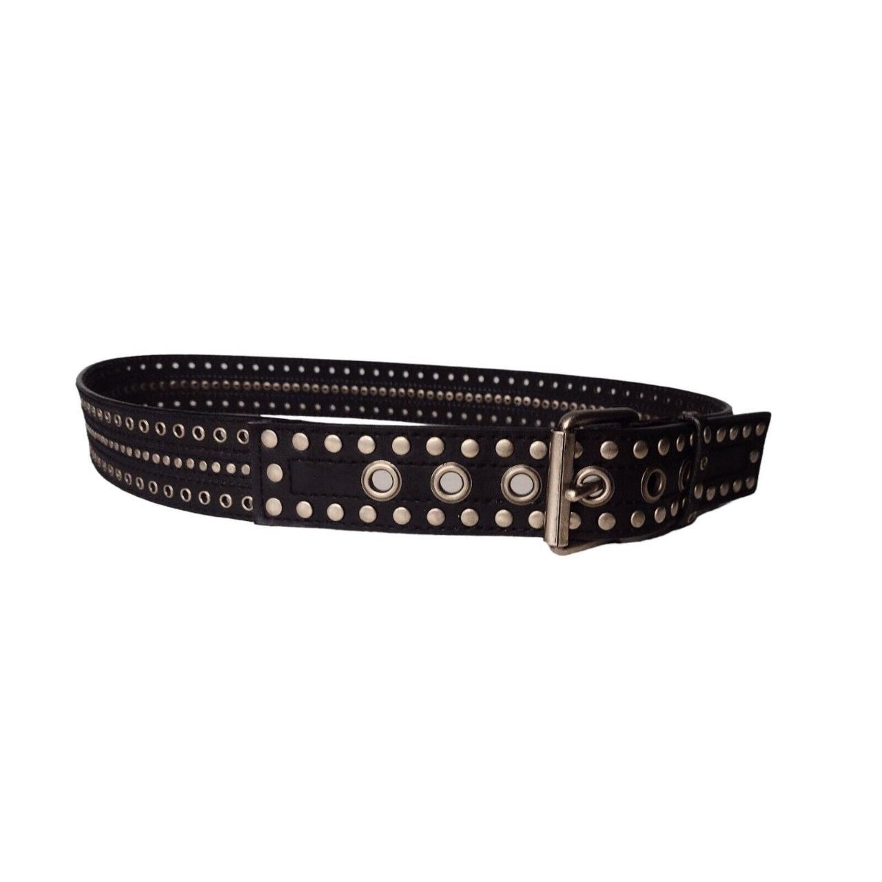 Express Black Studded Grommet Leather Belt Size L... - Depop