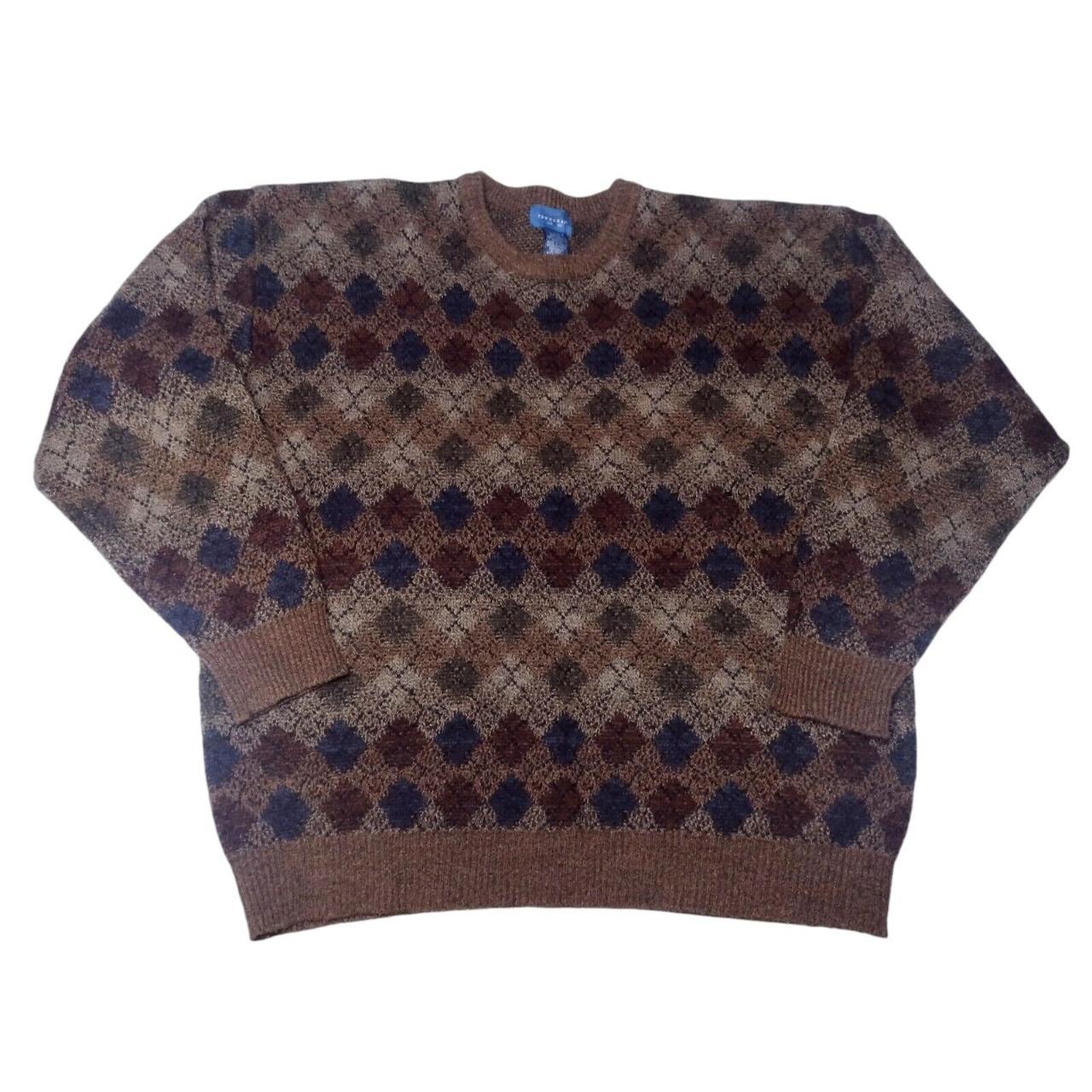 Vintage Towncraft Mens Argyle Thick Knit Sweater...