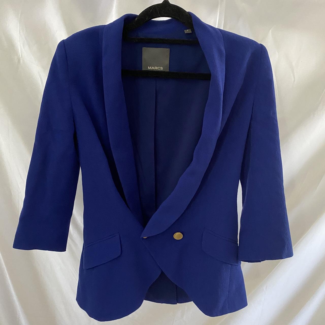 Blue Women Power Blazer With Golden Buttons. In - Depop