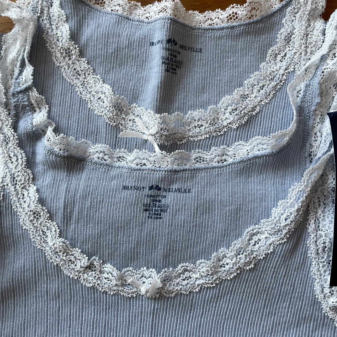 Brandy melville white beyonca lace long tank - Depop