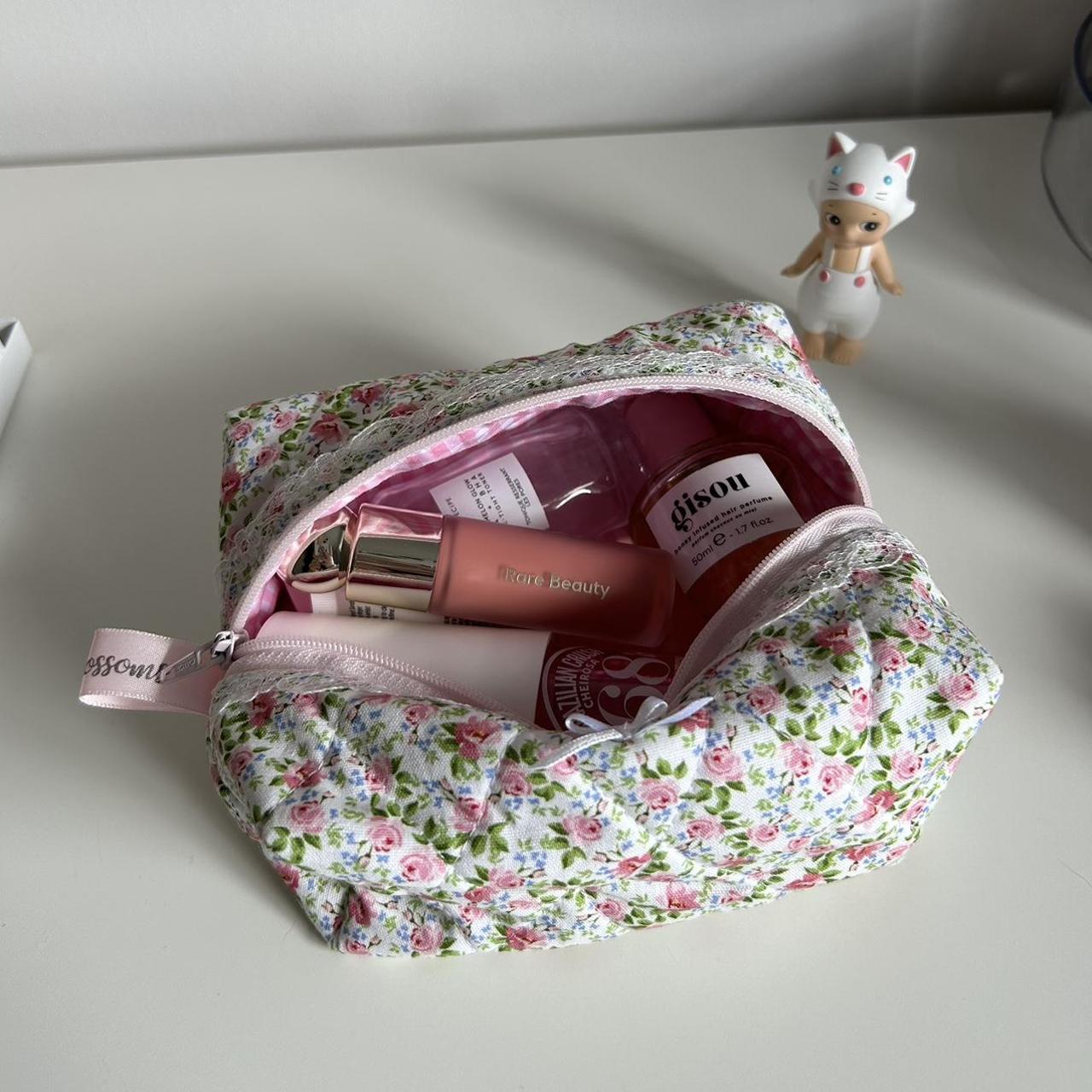 handmade mini quilted rose garden makeup bag 🌷 lined... - Depop
