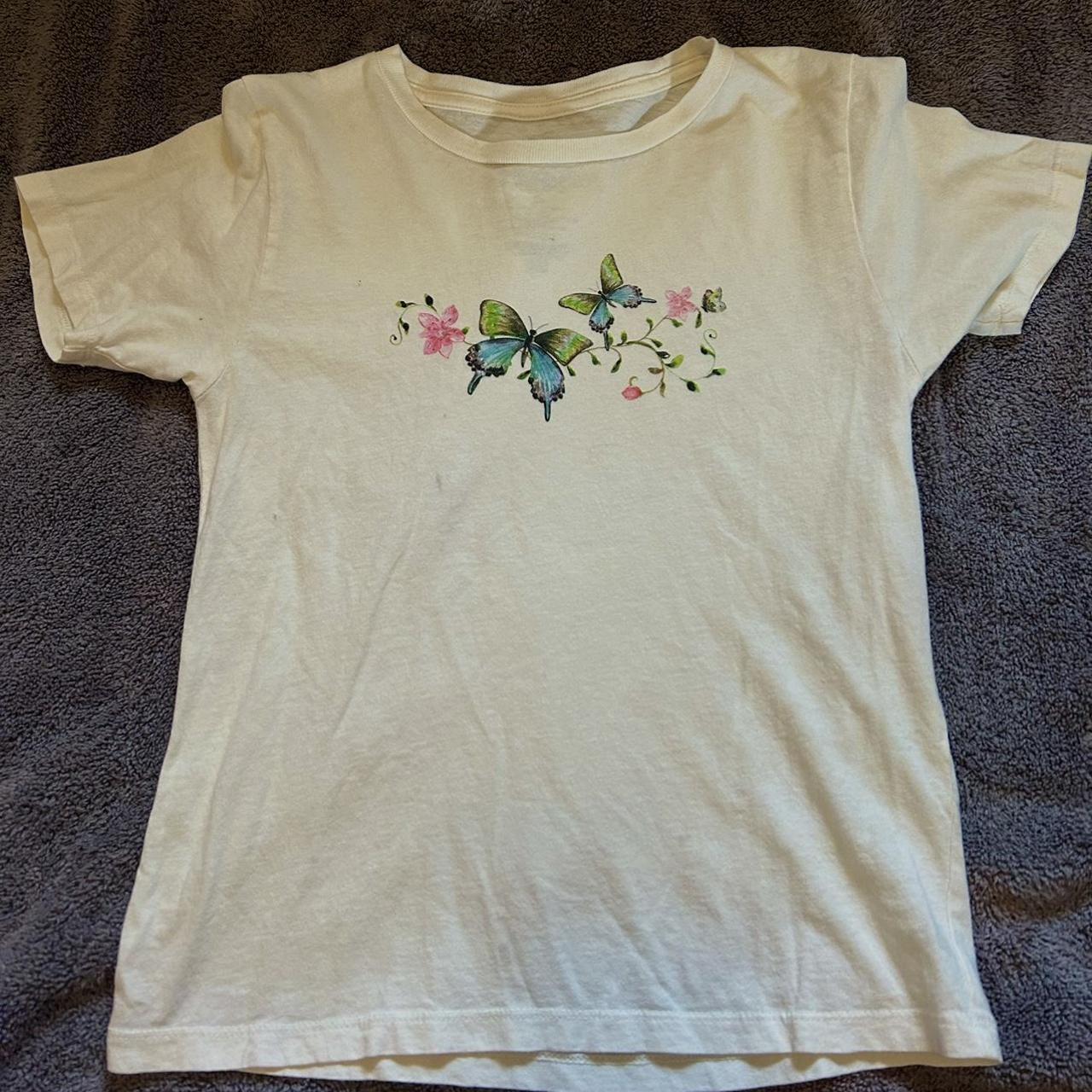 Pacsun Butterfly Top Baby tee Worn once One small... - Depop