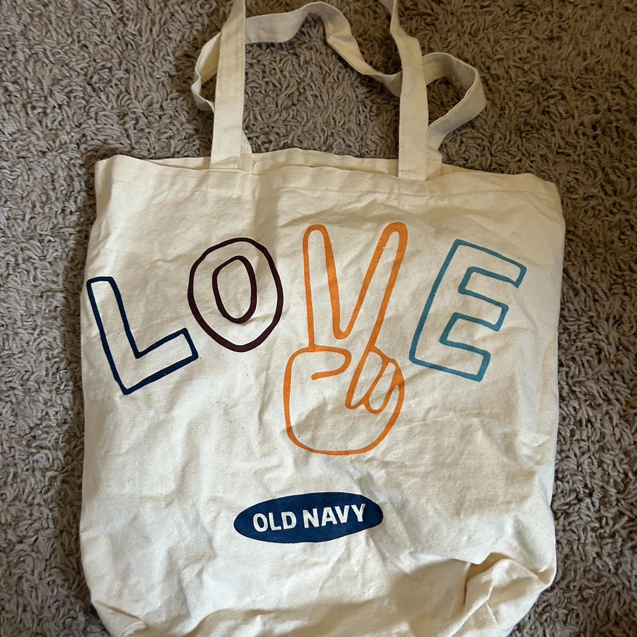 Old Navy “Love” Tote Bag, small pink stain on...