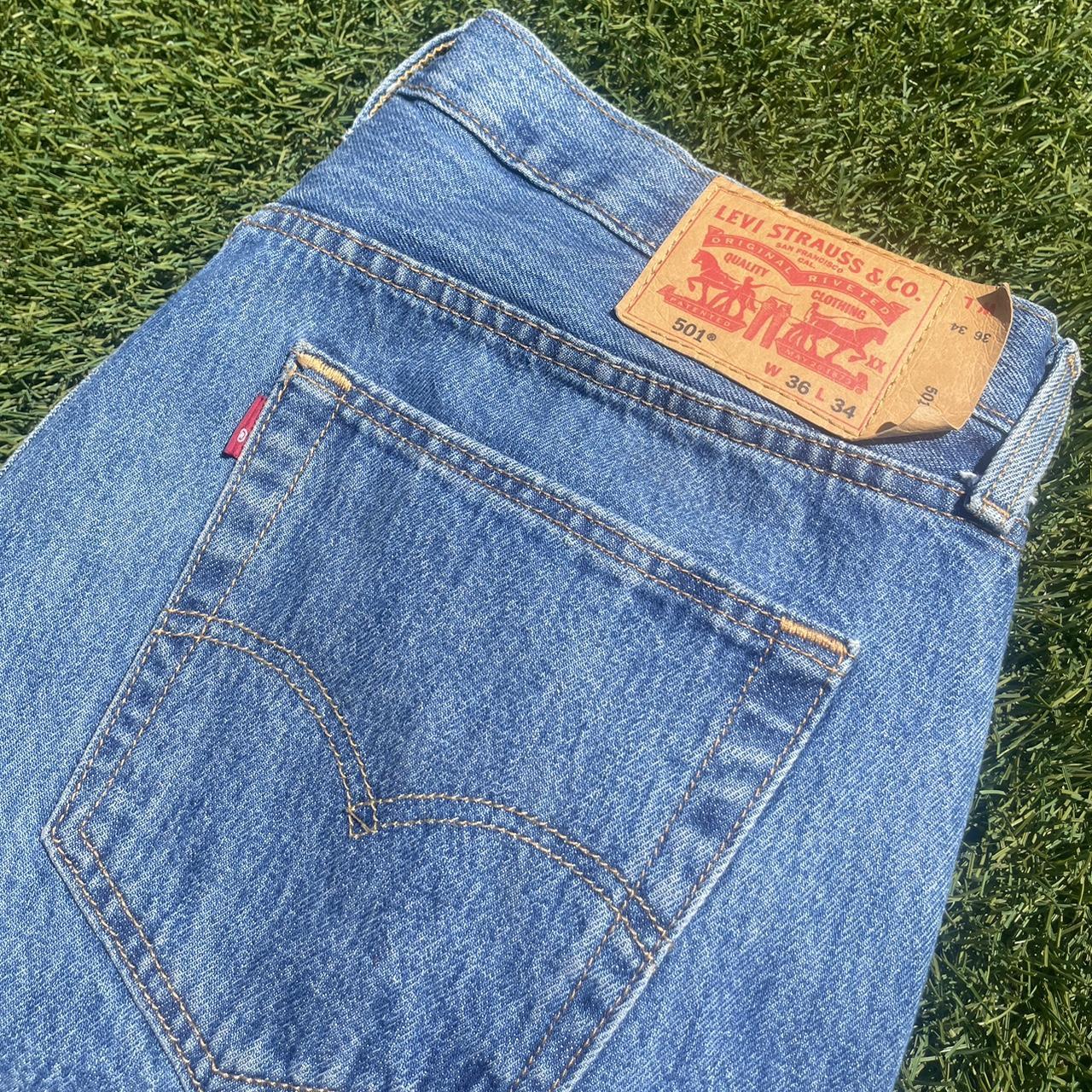 VINTAGE LEVI 501 marked size 36x34 but length hemmed... Depop