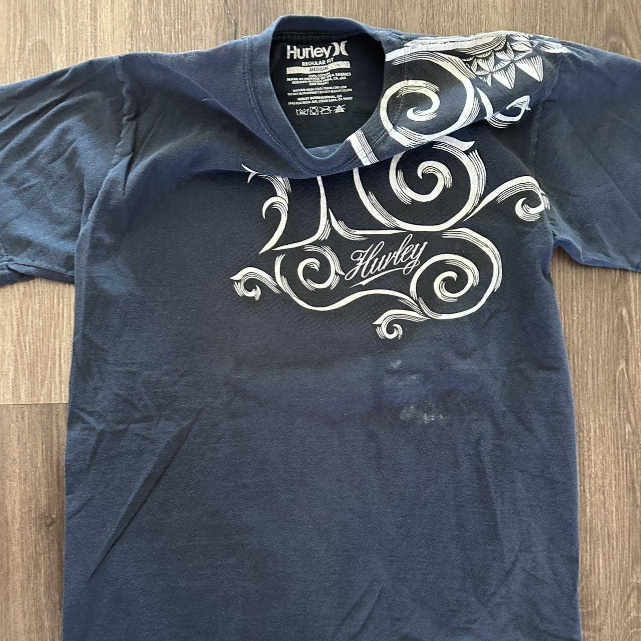 Hurley shirt Y2k grunge blue/white hurley tee... - Depop