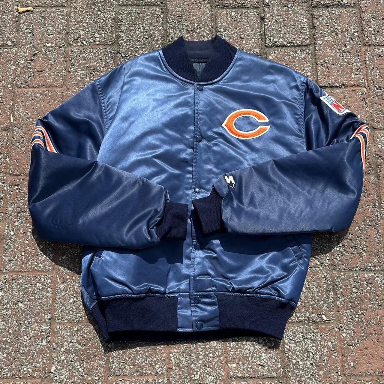 Vintage Chicago Bears Satin Jacket Tagged L Boxy... - Depop