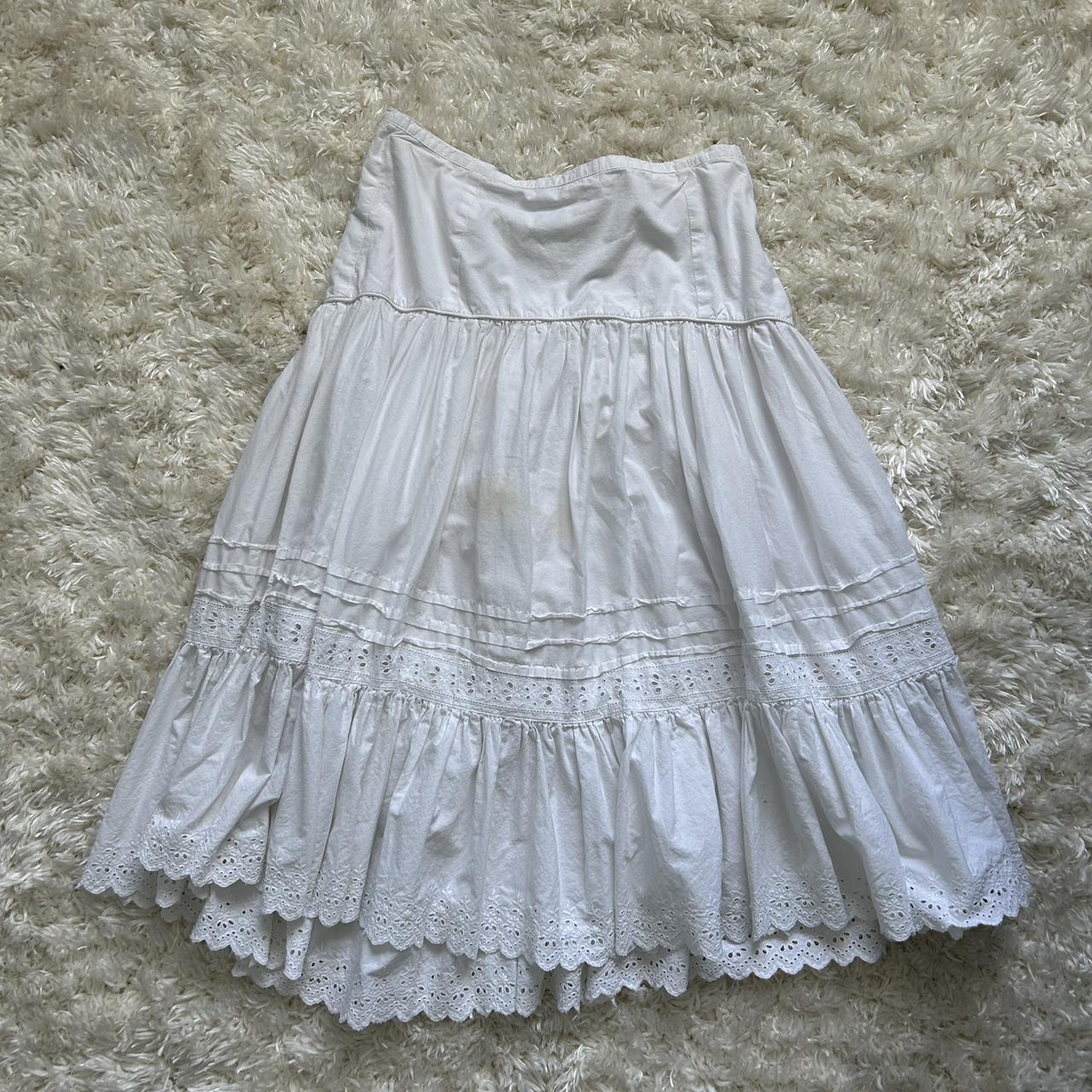 Beautiful Vintage Ralph Lauren white maxi skirt... - Depop