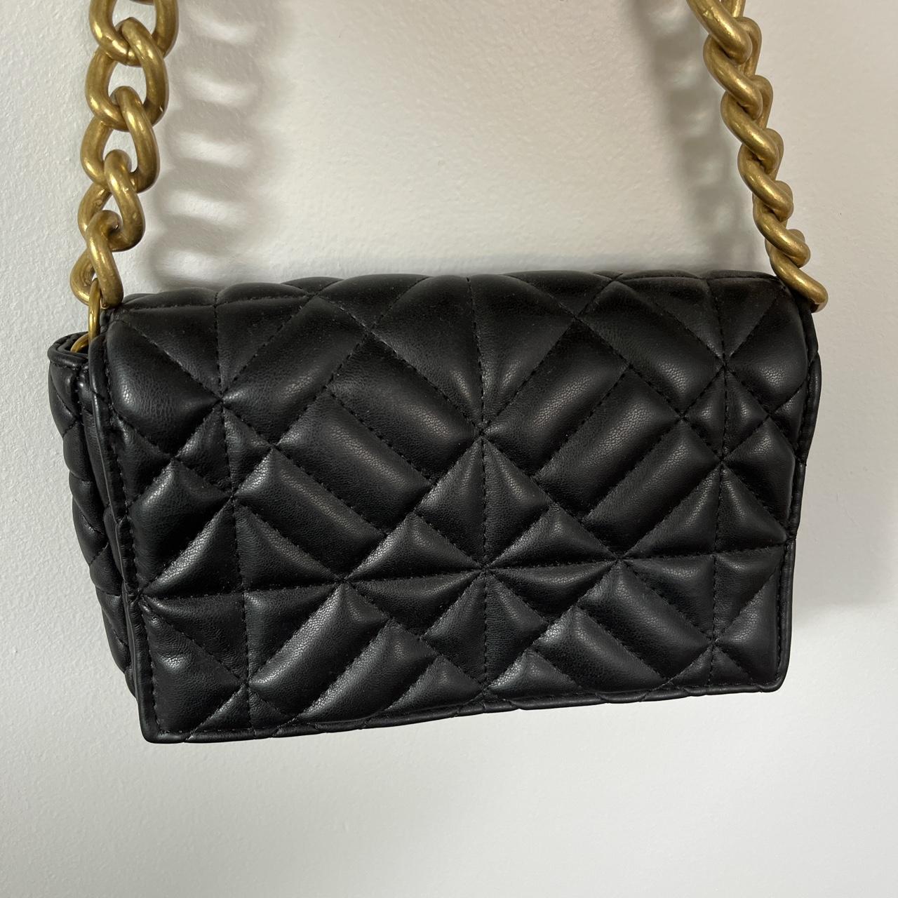 Black Zara purse with gold chain strap only used once Depop