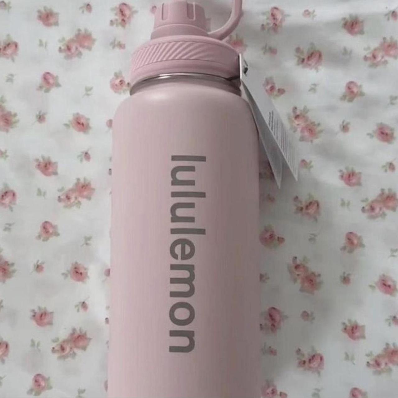 pink lululemon water bottle! 18 oz straw lid so cute... Depop