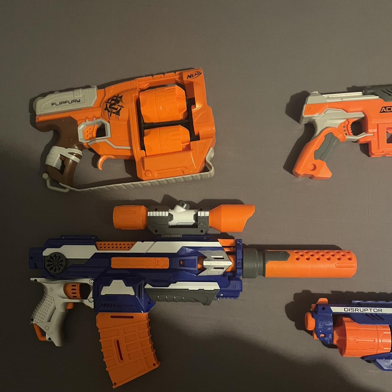 SET OF 4 NERF GUNS with 10 bullets (1x requires... - Depop