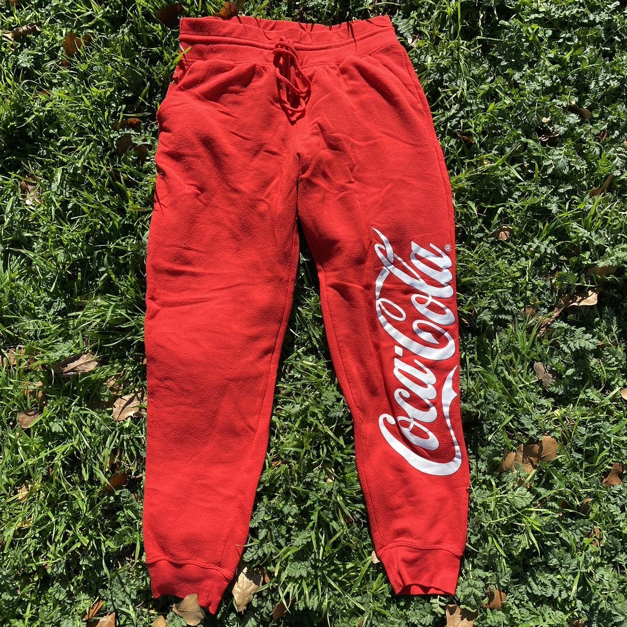 Red Coca Cola pants Size medium - Depop