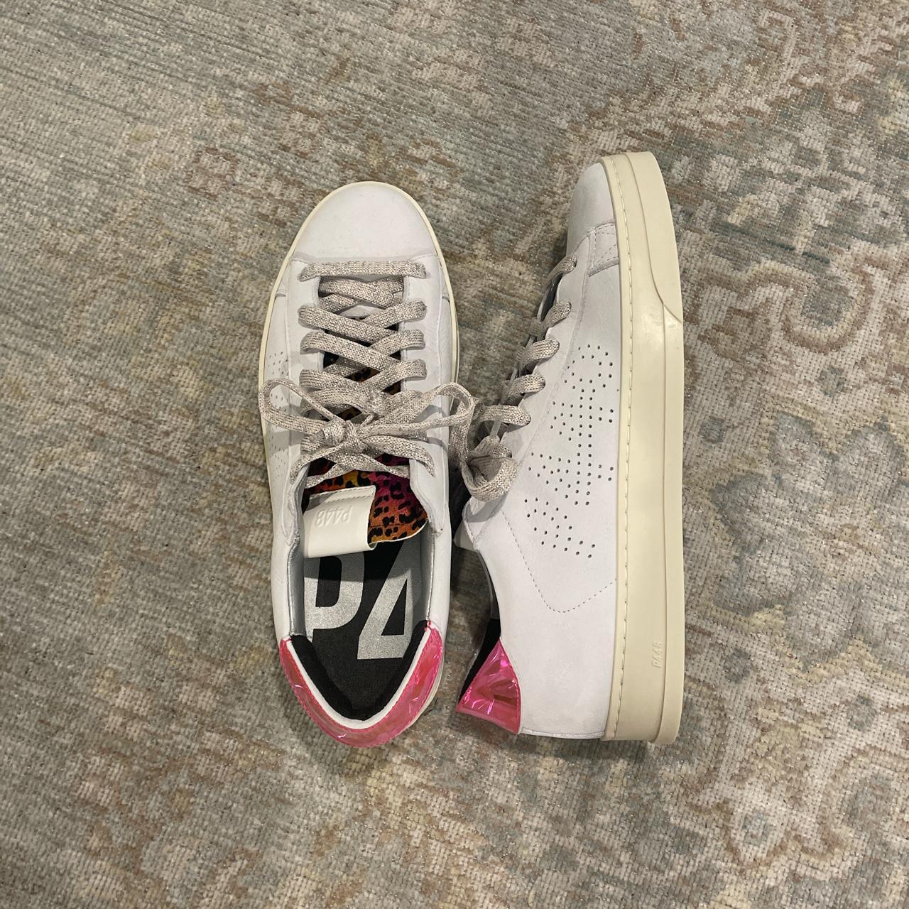 P448 Women's White and Pink Trainers | Depop