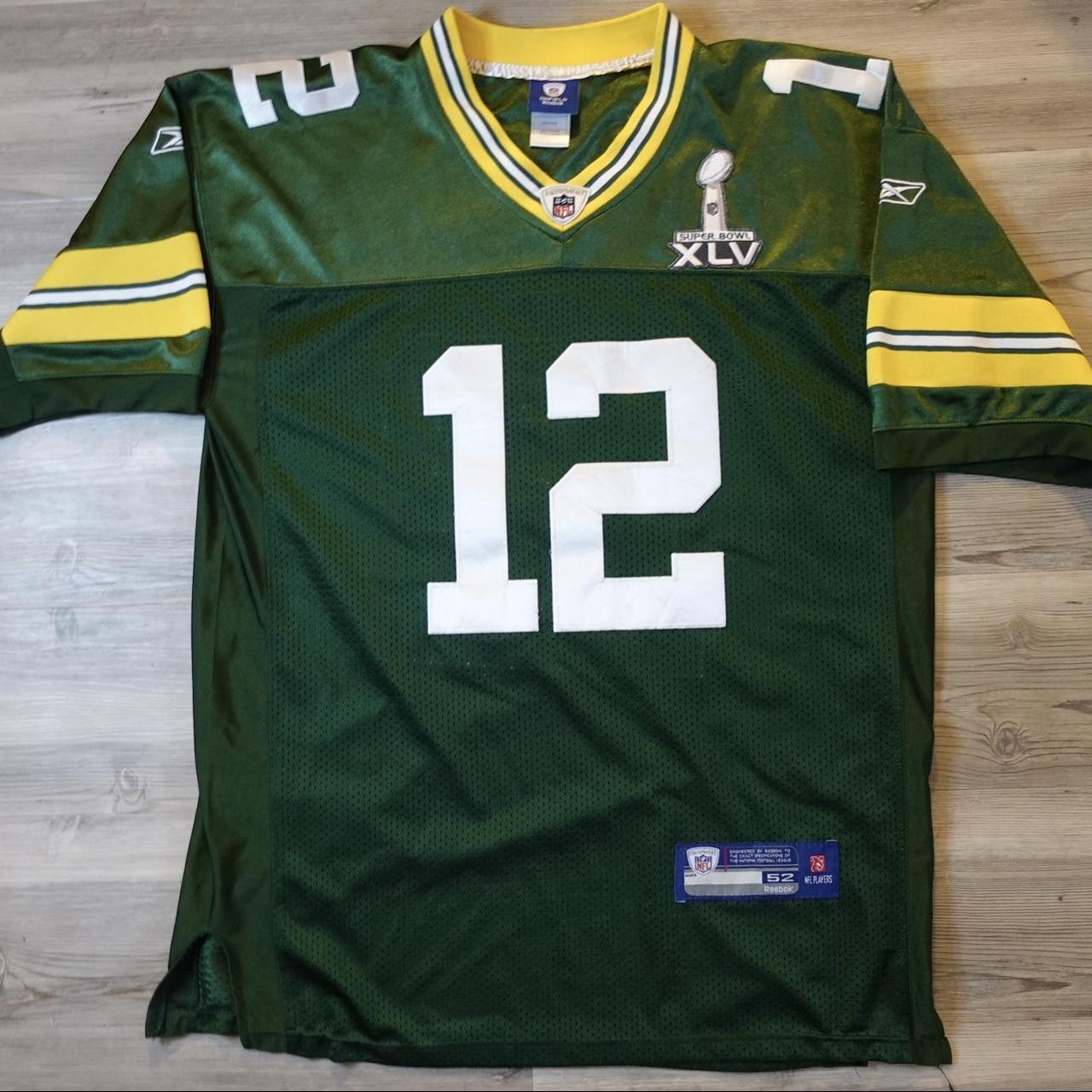 Number 12 Aaron Rodgers SuperBowl 45 green home - Depop